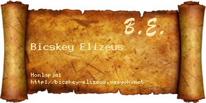 Bicskey Elizeus névjegykártya